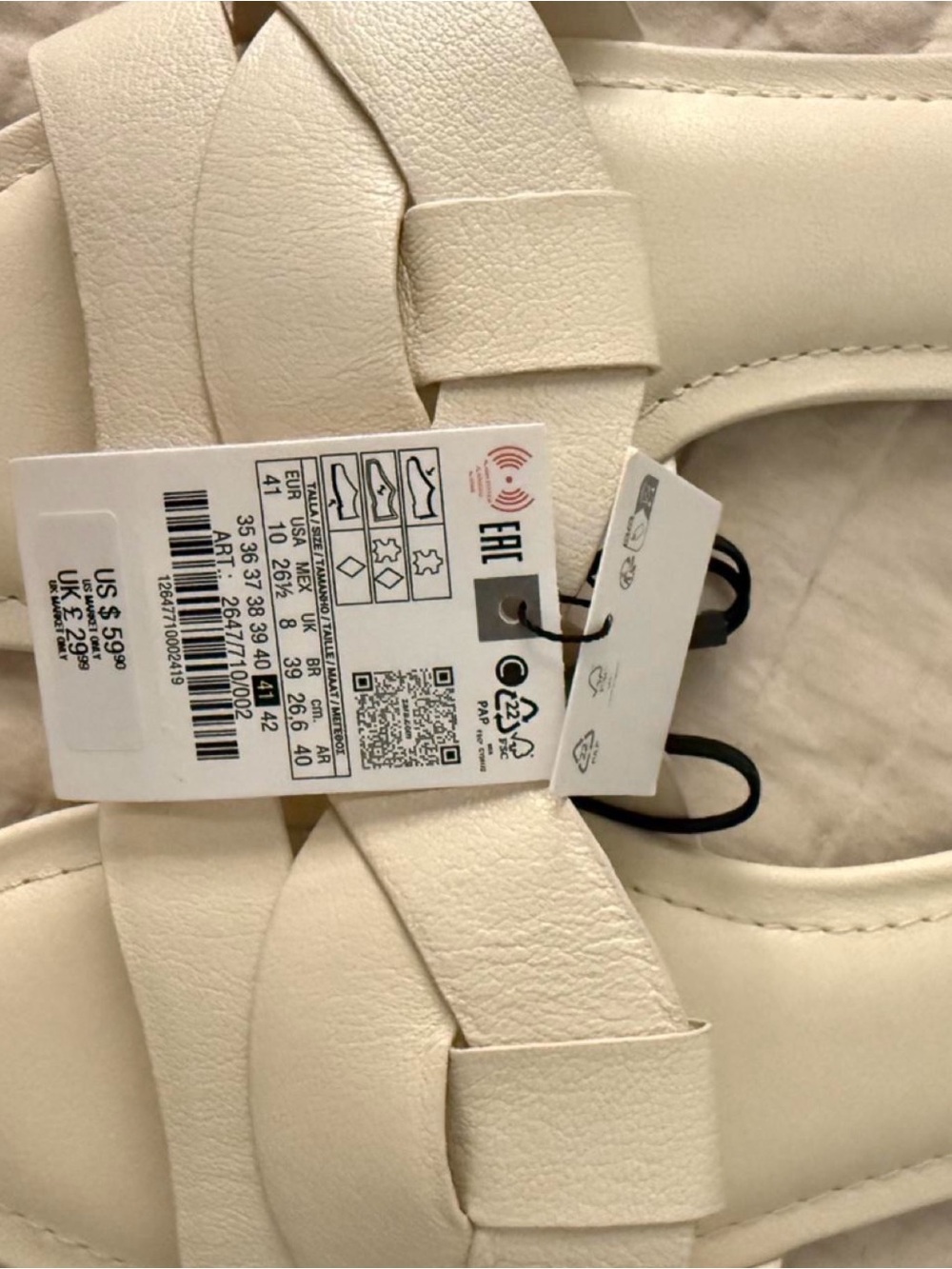Zara Cream Braided Slide Sandals - Picture 3 of 3